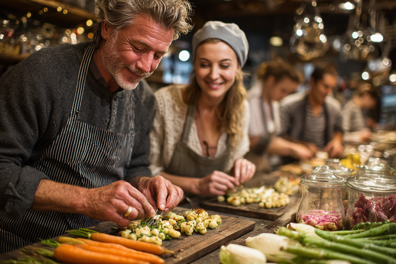 Seniori fericiți care se bucură de mese sănătoase și viață activă